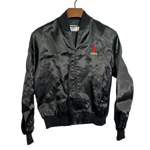 MICHELOB‎ Beer Full Zip Black Satin Lightweight Jacket Made In USA Large